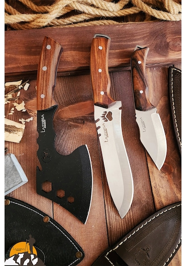 Outdoor Balta Bıçak 3lü Seti Kamp Baltası Bıçak Bıçağı Nacak Blt
