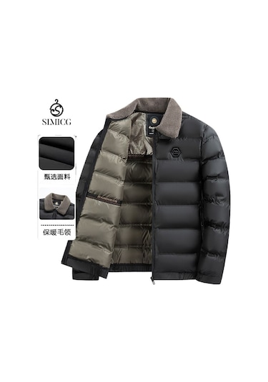 Erkek Kışlık Dolgulu Yakalı Ceket - Siyah Siyah