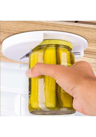 Vkemall Mutfak Kabinet Altı Montajlı Yuvarlak Kavanoz Açıcı, Çelik Paslanmaz Ve Abs Malzeme, Renkli Kutu İle 18x2 Cm Diğer