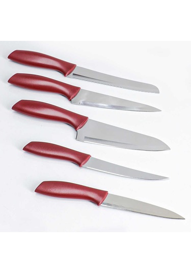 Cooker Ckr2870 Akrilik Plastik Standlı 6 Parça Bıçak Seti Kırmızı