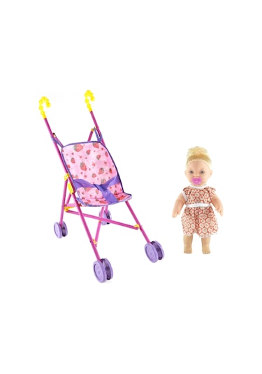 Oyuncak Ağlayan Bebek Baston Pusetli Set