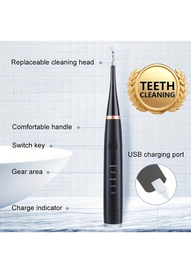 Willowhaven Siyah Şarj Edilebilir 5 Hızlı Usb Diş Fırçası 4 Başlık Hediyeli