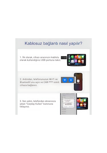 Araç İçi iOS Uyumlu Wireless Mini Carplay Adaptör Çevirici