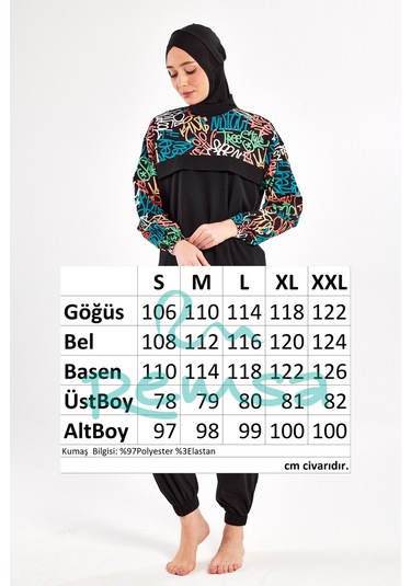 Spor Likra Tam Kapalı Tesettür Mayo 1207 Siyah08 Siyah08