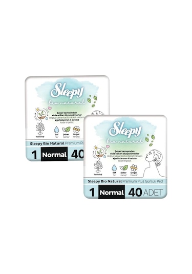 Sleepy Bio Natural Premium Plus Günlük Ped 40 Li 2 Adet
