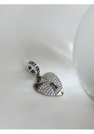Gümüş Kalp Anahtar Tasarım Aşk Charmı Kadın Charm