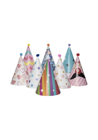 Passing 8 Adet Altın Folyo Doğum Günü Koni Şapka Parti Dekorasyonu