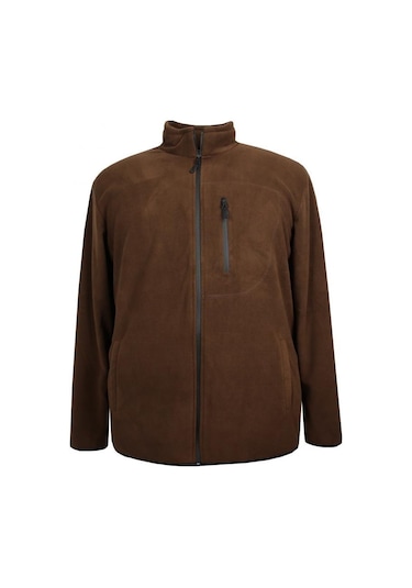 Erkek Büyük Beden Dik Yakalı Fermuarlı 122 Kg-172 Kg Arası İçin Uygun Bedenli Polar Sweat Mont Kahverengi Erkek Büyük Beden Dik Yakalı Fermuarlı 122 Kg-172 Kg Arası İçin Uygun Bedenli Polar Sweat Mont Kahverengi