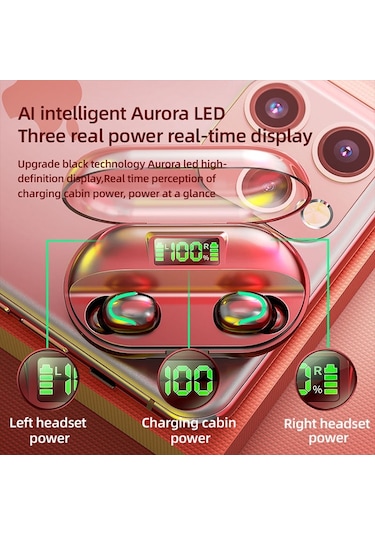 T2 Bluetooth 5.0 Tws Dokunmatik Dijital Ekran Şarj Kutusu İle Gerçek Kablosuz Bluetooth Kulaklık Beyaz