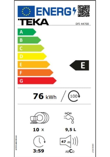 Teka DFI 44700 7 Programlı 10 Kişilik Ankastre Bulaşık Makinası