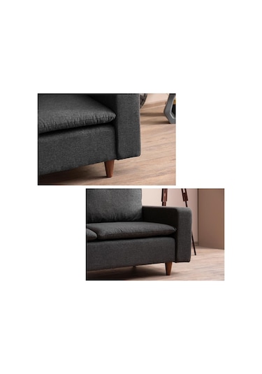 Lungo Modüler Koltuk Takımı Keten Koyu Gri Koyu Gri