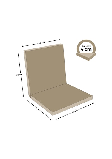 Xpermate Arkalıklı Fermuarlı 40 x 40 CM Sırtlıklı Sandalye Minderi Bej