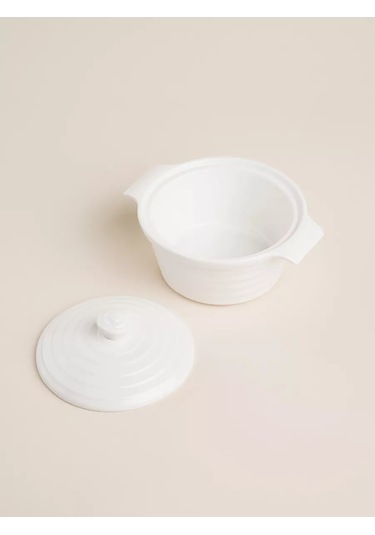Sl Home 340 Ml Kapaklı Seramik Fırın Kabı 201313926 Beyaz