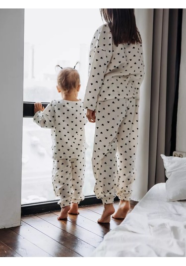 Ruandı Kalpli Çocuklar İçin Muslin Pijama 250485930 Beyaz