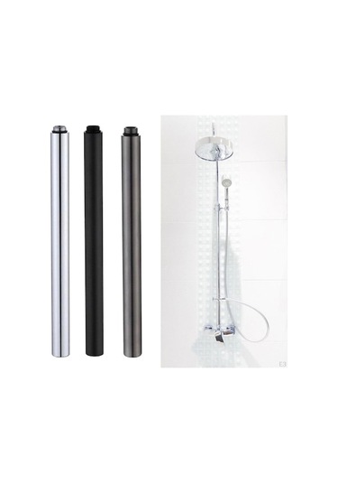 Bosphorusboutique02 Koyu Gri Duş Uzatma Kolu Çubuğu Boru Yükseltici 30cm Paslanmaz Çelik Koyu Gri