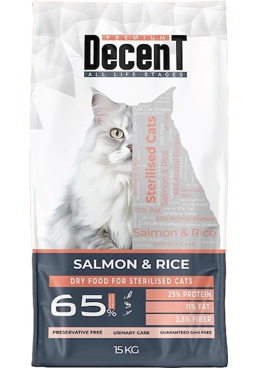 Decent Somonlu Kısırlaştırılmış Yetişkin Kedi Maması 15 KG