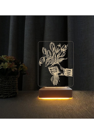 Lale Tasarım Lamba 3d Led Masa Lambası