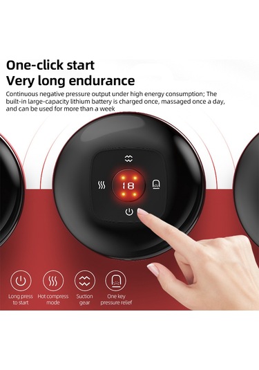 Yuntech01 Evde Kullanan Tam Vücut Elektrikli Hijama Masaj Cihazı, Isıtmalı 12 Seviye Ayarlı, 20 Dakika Otomatik Kapanma, Type-c Şarjlı, 1800mah Pil, Kırmızı Kırmızı