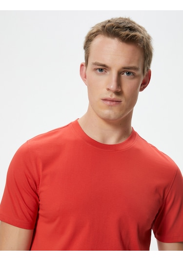 Koton Basic Tişört Dar Kesim Kısa Kollu Bisiklet Yaka Pamuklu Kırmızı 4sam10546hk Kırmızı