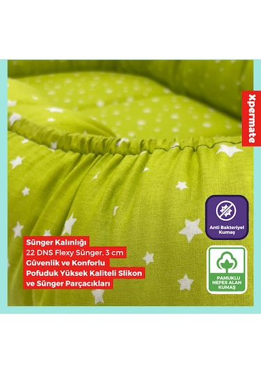 Xpermate Babynest,yenidoğan Bebek Yuvası,taşınabilir Yatak Yeşil