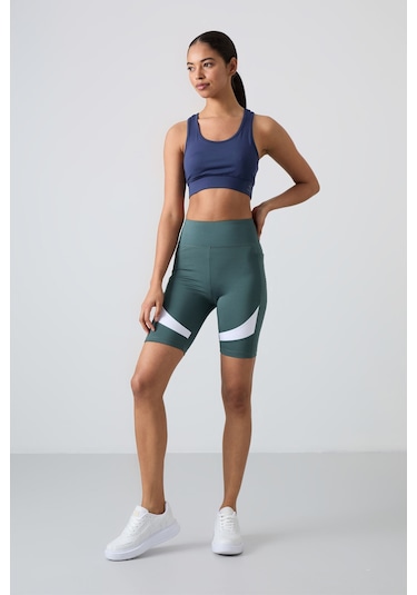 Tommy Life Orman Yeşili Polyester Esnek Standart Fit Performans Kadın Biker Tayt - 91012 Yeşil