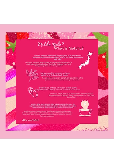 Mim and More Raspberry Strawberry Matcha Ahududulu ve Çilekli Matcha 50 G