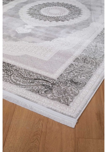 Voyage %100 Akrilik Yumuşak Dokulu Halı Kilim Salon Mutfak Koridor Yolluk Dokuma Makine Halısı Ac-408 Gri