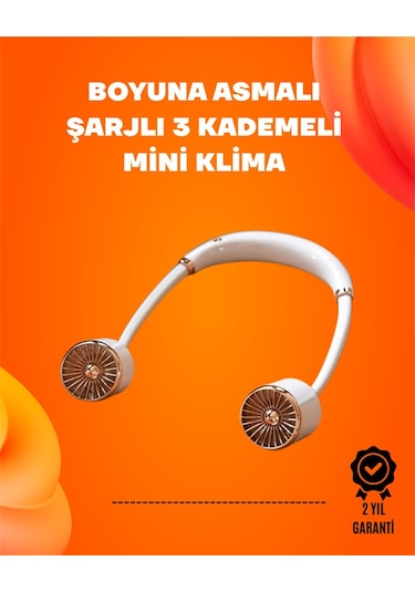 Katlanabilir Asılabilir Fan Usb Şarjlı 3 Vitesli Sessiz Mini Fan