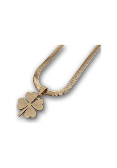 Uzel Çelik İtalyan Zincirli Kalp Yonca Kolye