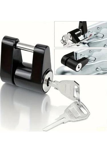 Elmpaly Siyah Ağır Çelik Çekiş Kancası Kilit 2.54 Cm Anahtarlı Traktör Römork Kilit