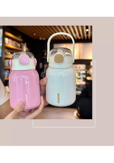 Jian Fan Paslanmazçelik Termos Bardak Hasır Göbek Fincan Pembe Pembe