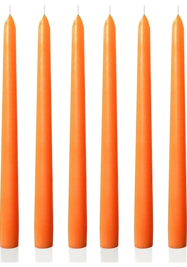 6 Lı Kısa Turuncu Konik Şamdan Mum Yükseklik 18 Cm Turuncu
