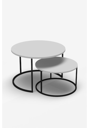 Orta Sehpa Bade İkili Lüx Yan Sehpa Masa Beyaz Beyaz