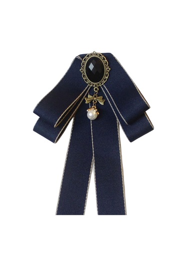 Homyl Şerit Papyon Broş Boyun Kravat Kokteyller Parti Mezuniyet Koyu Mavi