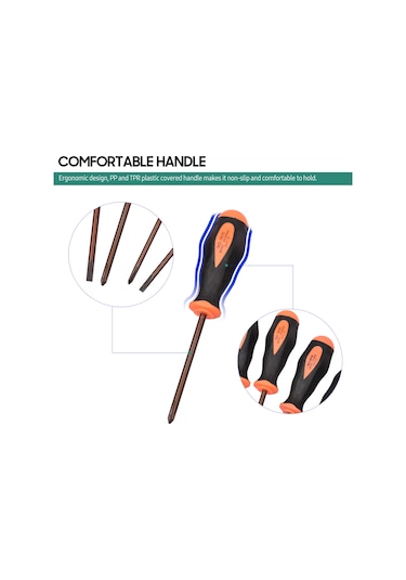 Symbee "penggong 6 Parçalı Ev Tipi Tornavida Seti - Çapraz/düz Uçlu, Kaymaz Tutamaklı, Taşıma Çantalı"