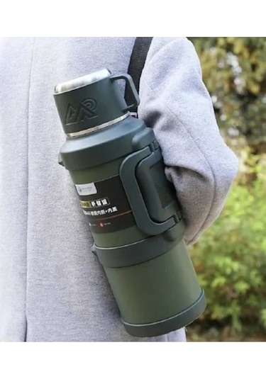 Paslanmaz Çelik 2,5 Litre Termos 48 Saat Sıcak 72 Saat Soğuk Seyahatte Kampta Piknikte - Yeşil Yeşil