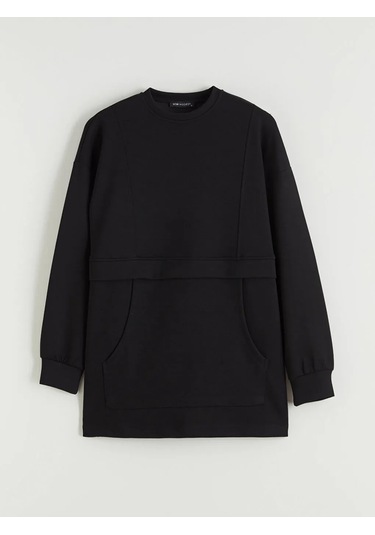 Lc Waikiki Siyah Soft Touch Kadın Sweatshirt Tunik