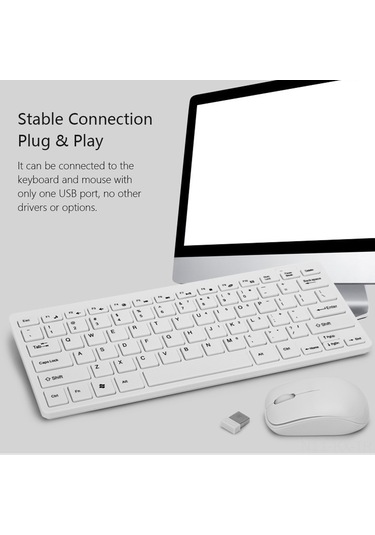 Kangvka 2.4g Kablosuz Klavye Fare Seti, Ultra İnce Tasarım, Ergonomik, 10m Mesafe, Otomatik Uyku Modu, Koruyucu Kapaklı, Siyah Pil Yok Diğer