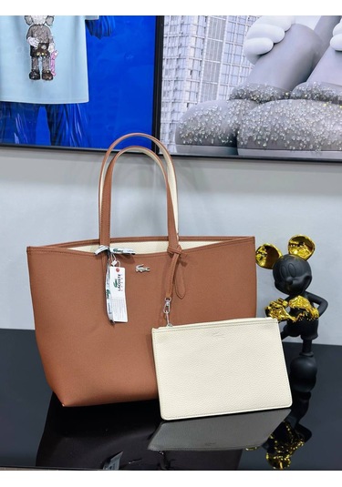 Allure Boutique Kadın Çiftli Çanta Krem - Kahverengi