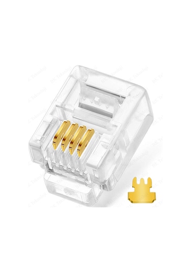 6P4C RJ11 4 Pinli Konnektör - RJ11 Jack - Telefon Kablo Uc 100 Ad