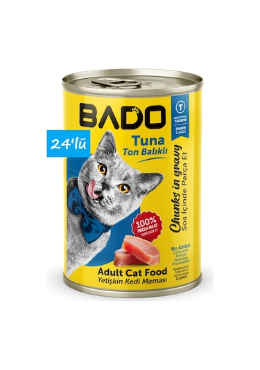 Bado Yetişkin Yaş Kedi Maması Ton Balıklı 400gr 24'lü