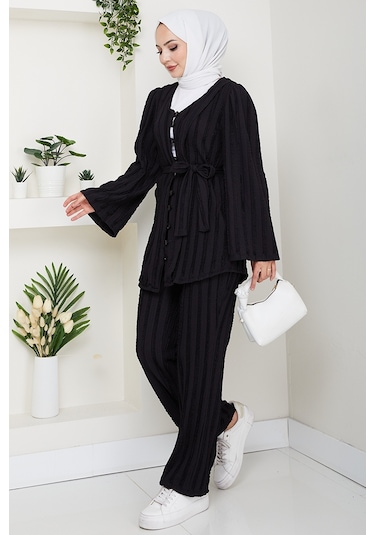 İlgen Fırfırlı İkili Takım 1610 - Siyah Siyah