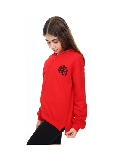 Toontoy Kız Çocuk Nakışlı Hırka Kırmızı