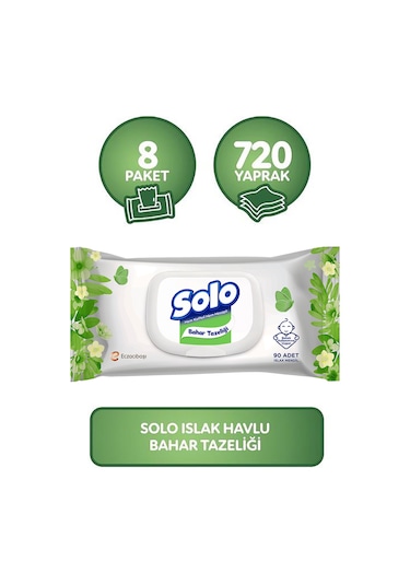 Solo Islak Havlu Kapaklı 8 x 90 Adet 720 Yaprak