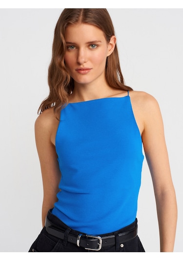 Dilvin 21020 Halter Yaka Top-saks Saks