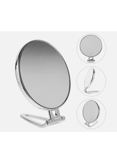 Gaman 2X Büyüteçli Yuvarlak Gümüş Portatif Makyaj Aynası