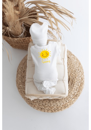 Bebewini Pamuk Baskılı 11'li İsimli Hastane Çıkışı M13 Ekru