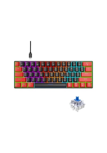 Hadron Mofan Mf1701br Gaming Mekanik Rgb Klavye Blue Switch - Siyah Kırmızı