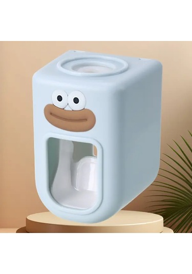 Elmpaly Mavi Sku 1 2 Parça Duvara Monte Otomatik Diş Macunu Sıkacağı Lazy Manyak Sevimli Banyo Yüzeyi Delme Gerektirmez Günlük Kurulum 1