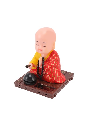 Shineyee Güneş Enerjili Otomatik Keman Çalan Küçük Rahip Figürü - Ev Ofis Araba Dekorasyonu Için Şans Ve Bereket Dilekleri Hediyelik Plastik Figür 456-02 Şeffaf Kutu Kırmızı